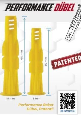 PERFORMANCE DÜBEL (ROKET) 8 MM 500 LÜ