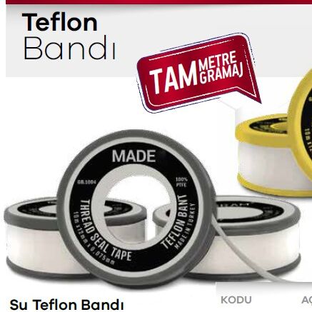 TEFLON BANT 12 MM * 10 MT (SU) YERLİ ÜRETİM TAM METRAJ