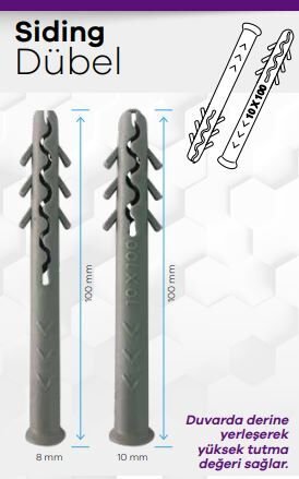 PLASTİK SİDİNG DÜBELİ 8*100 100 LÜ