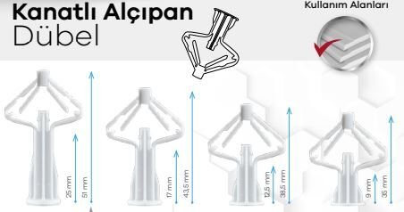KANATLI ALÇIPAN DÜBEL 2MM 250Lİ