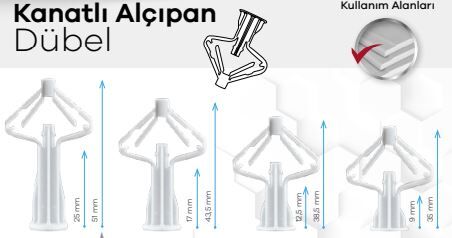 KANATLI ALÇIPAN DÜBEL 3MM 250Lİ